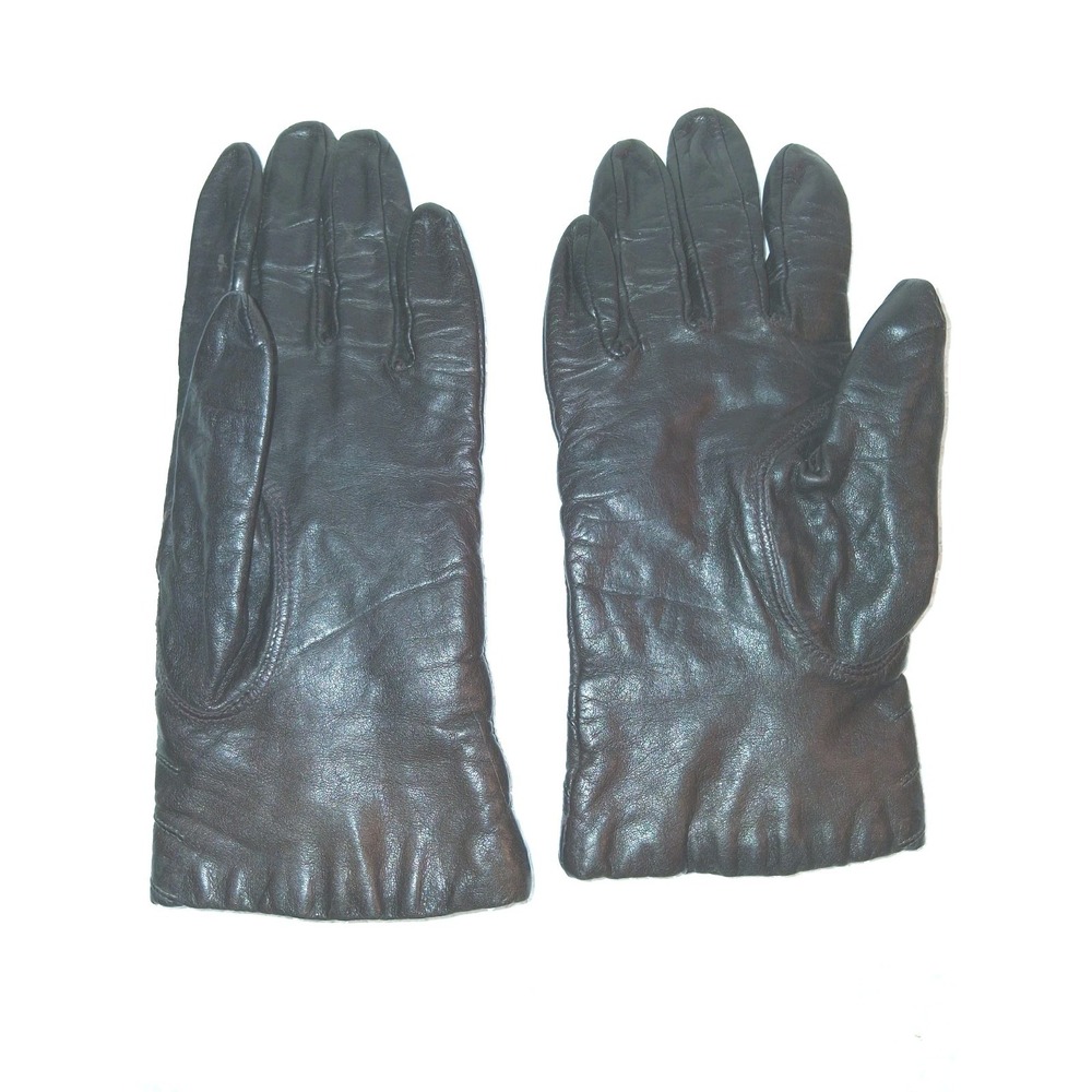Fownes Women's Gloves Dark Brown Genuine Leather Acrylic Lined  Size 6.5 Vintage - Picture 3 of 6